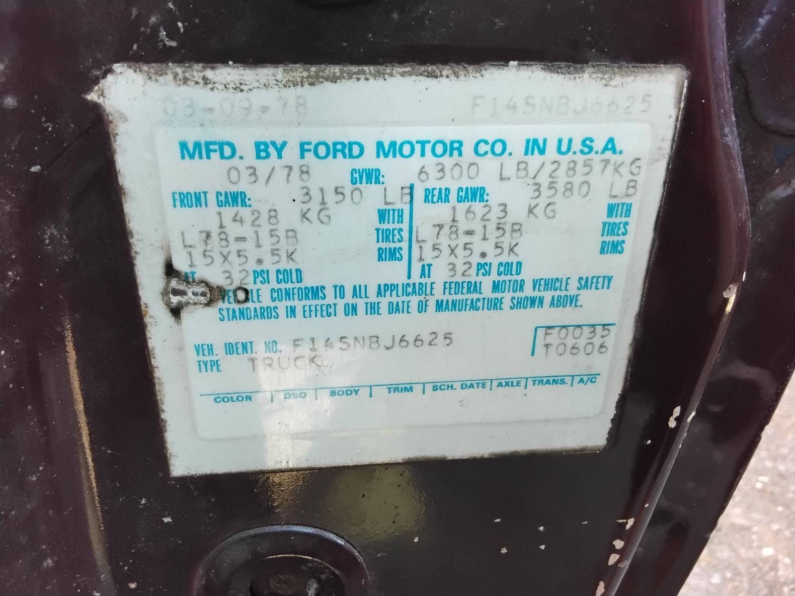 1978 FORD FORD F150 PICKUP