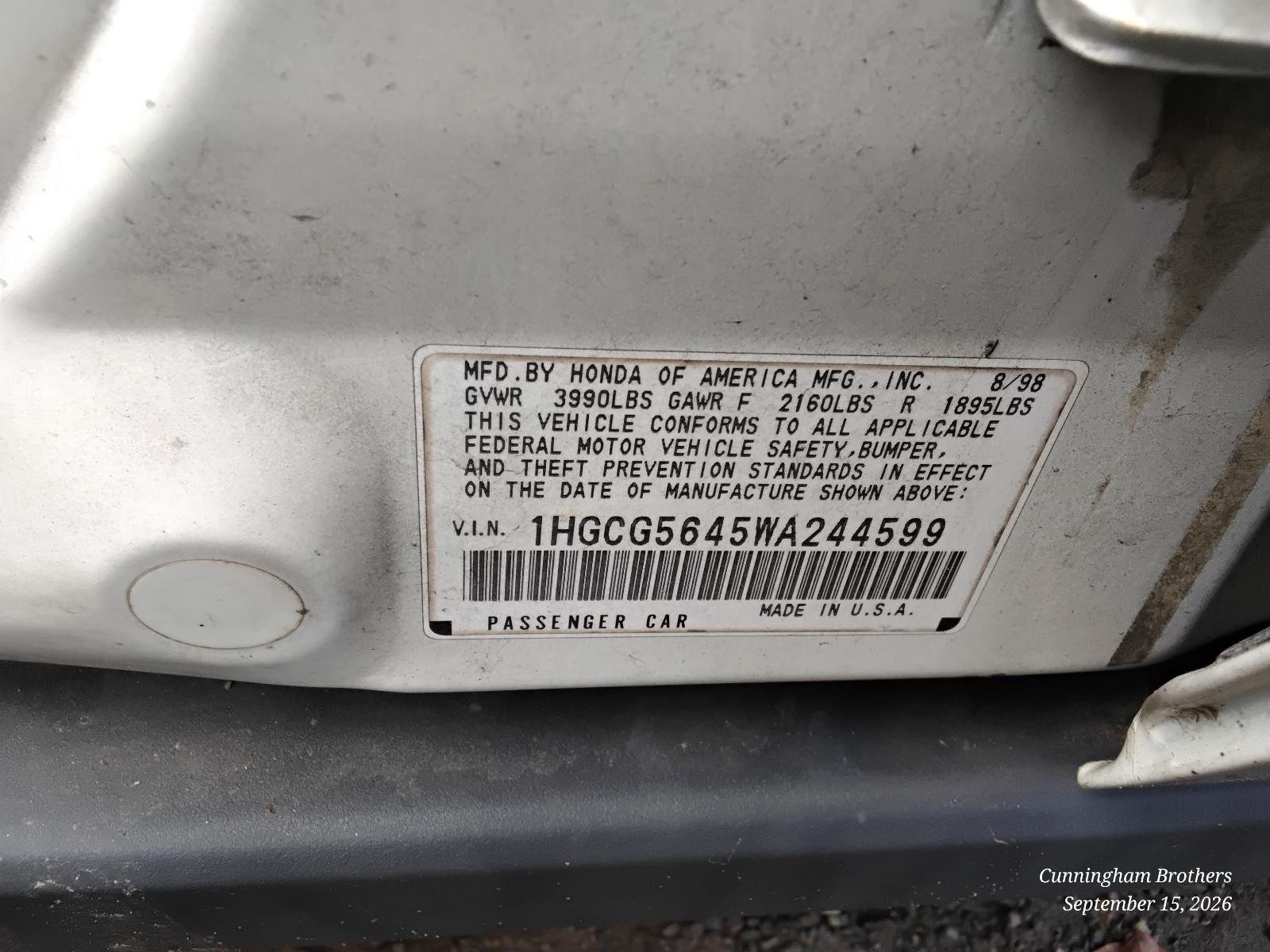 1998 HONDA ACCORD