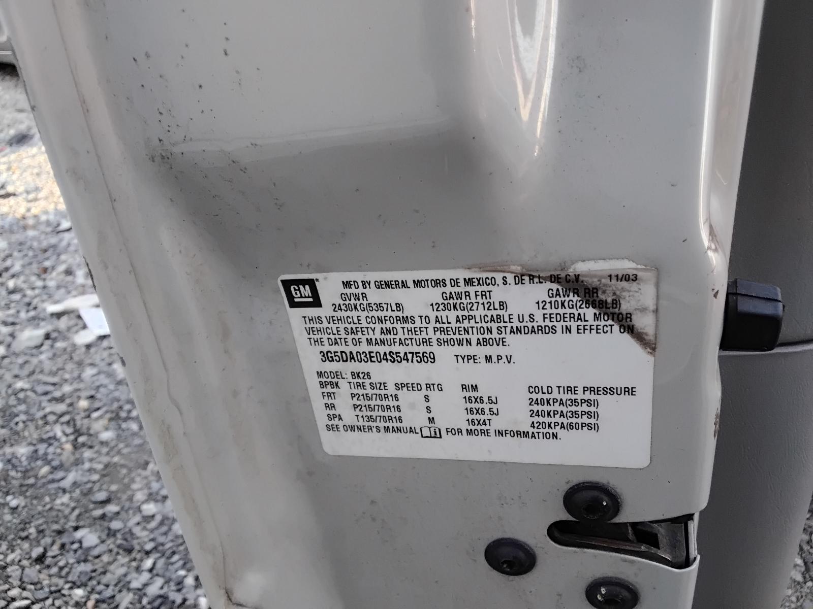 2004 BUICK RENDEZVOUS