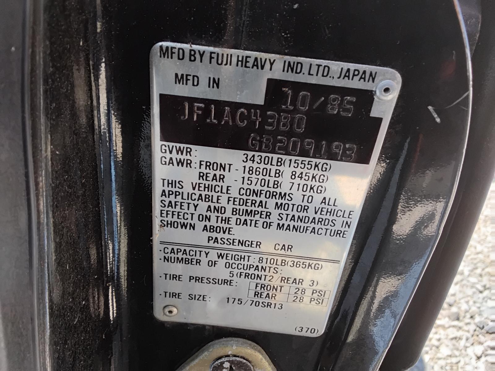 1986 SUBARU SUBARU PASS.